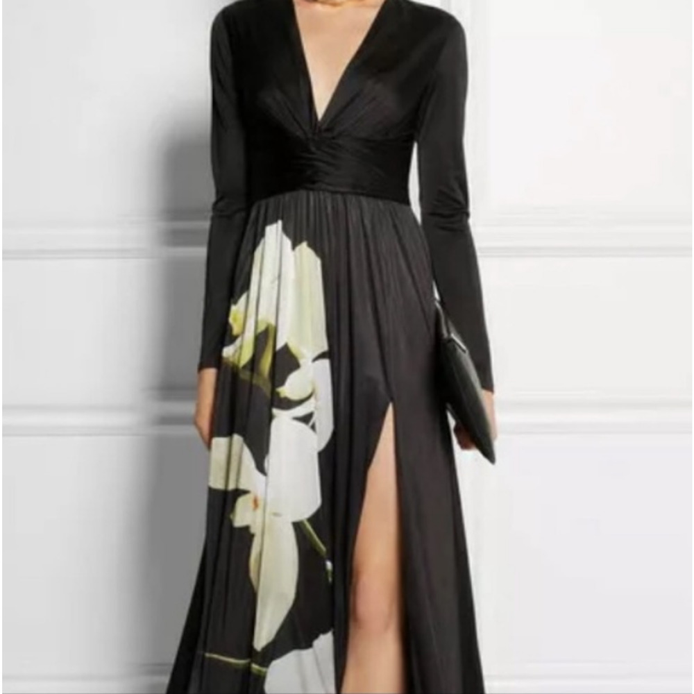 Altuzarra For Target Small Maxi Dress Black Floral Print V-neck Slit Formal - Picture 3 of 11